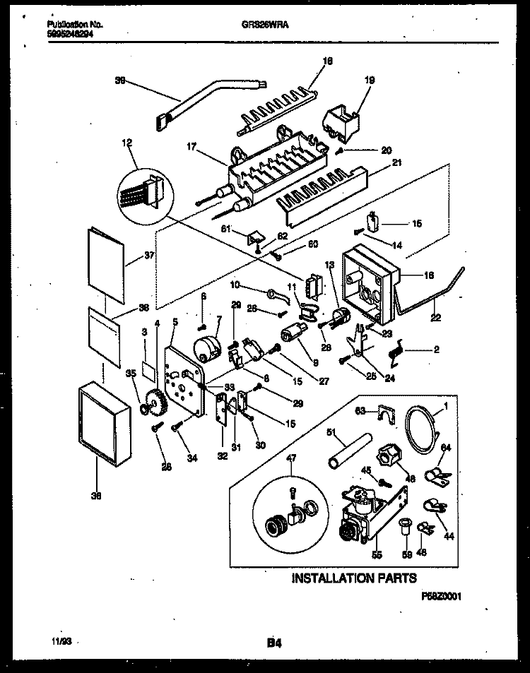 ICE MAKER AND INSTALLATION PARTS Diagram and Parts List for GRS26WRAW0  Gibson Refrigerator