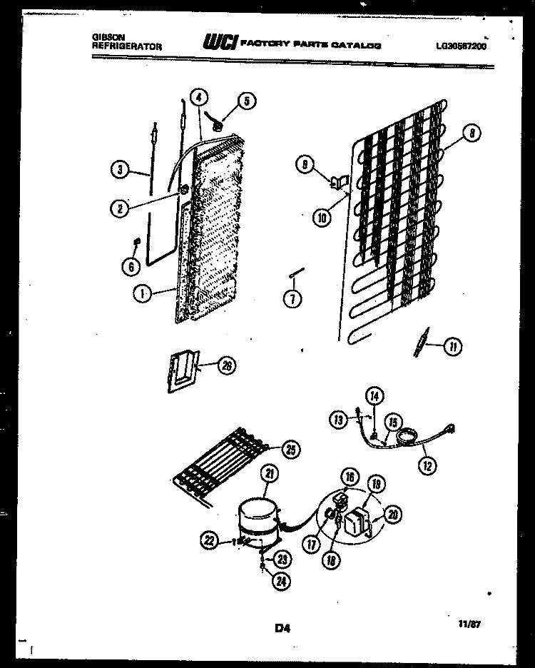 SYSTEM AND AUTOMATIC DEFROST PARTS Diagram and Parts List for RS19F3WS1B  Gibson Refrigerator