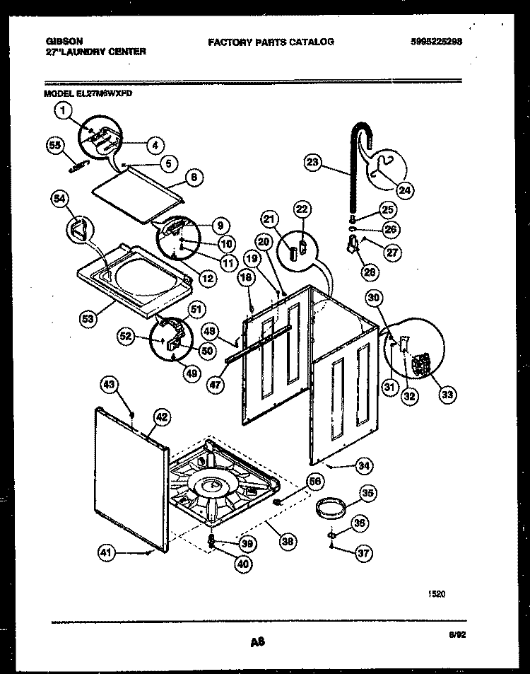 CABINET PARTS Diagram and Parts List for EL27M6WXFD  Gibson Washer Dryer Combo