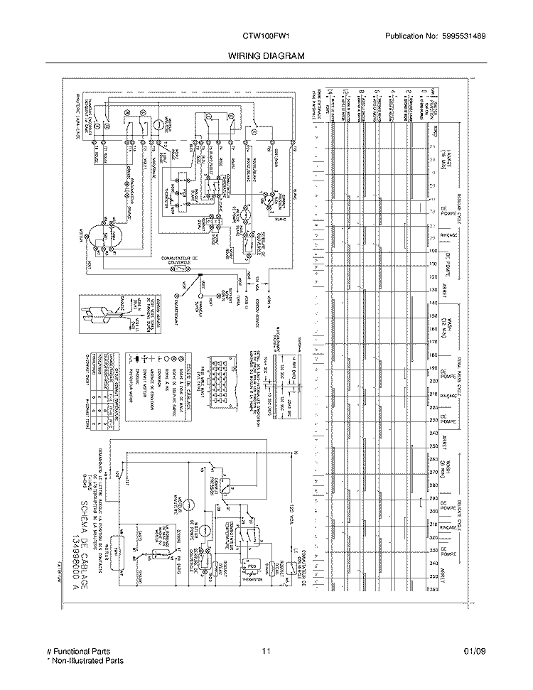 WIRING DIAGRAM Diagram and Parts List for CTW100FW1  Crosley Washer