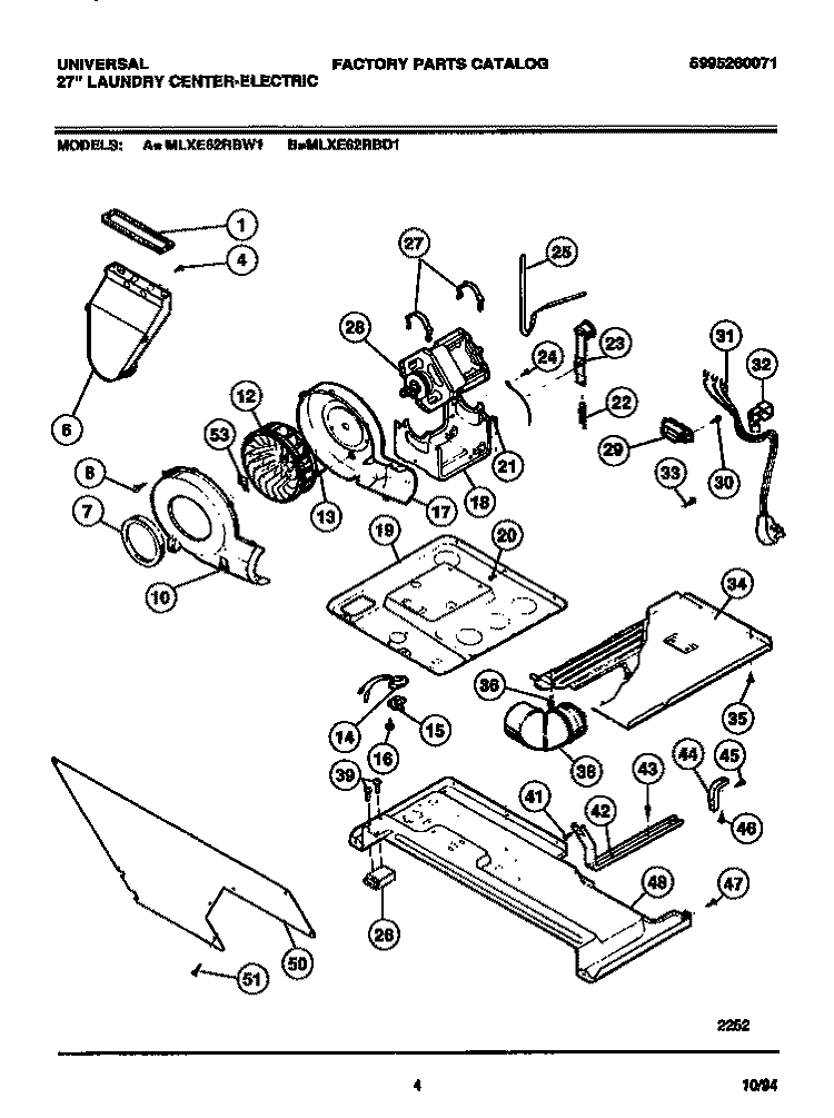 DRYER - MOTOR, BLOWER, BELT Diagram and Parts List for MLXE62RBD1  Frigidaire Washer Dryer Combo