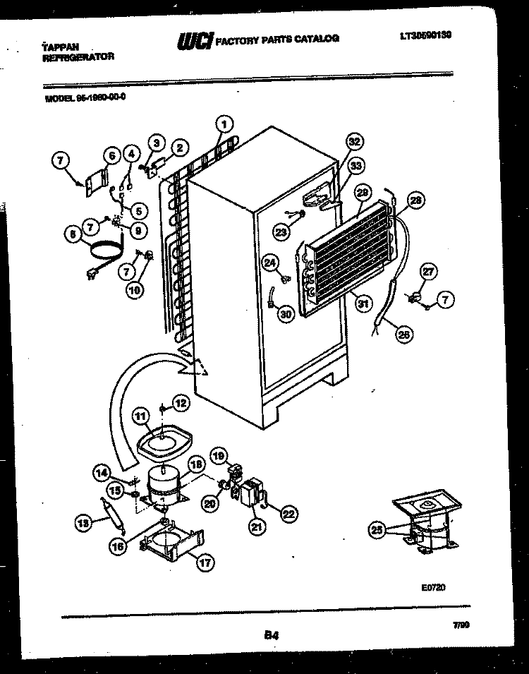 SYSTEM AND AUTOMATIC DEFROST PARTS Diagram and Parts List for 95-1980-66-00  Tappan Refrigerator