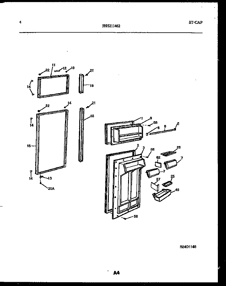 DOOR PARTS Diagram and Parts List for FPE19TRW0  Frigidaire Refrigerator