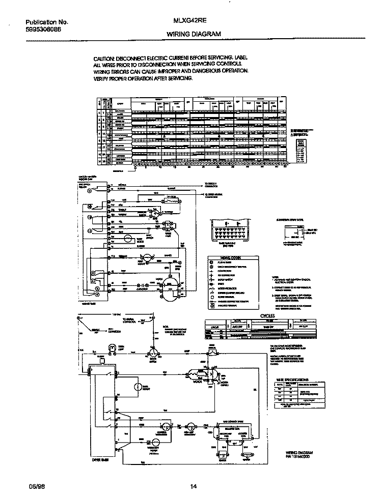 WIRING DIAGRAM Diagram and Parts List for MLXG42RED3  Frigidaire Washer Dryer Combo