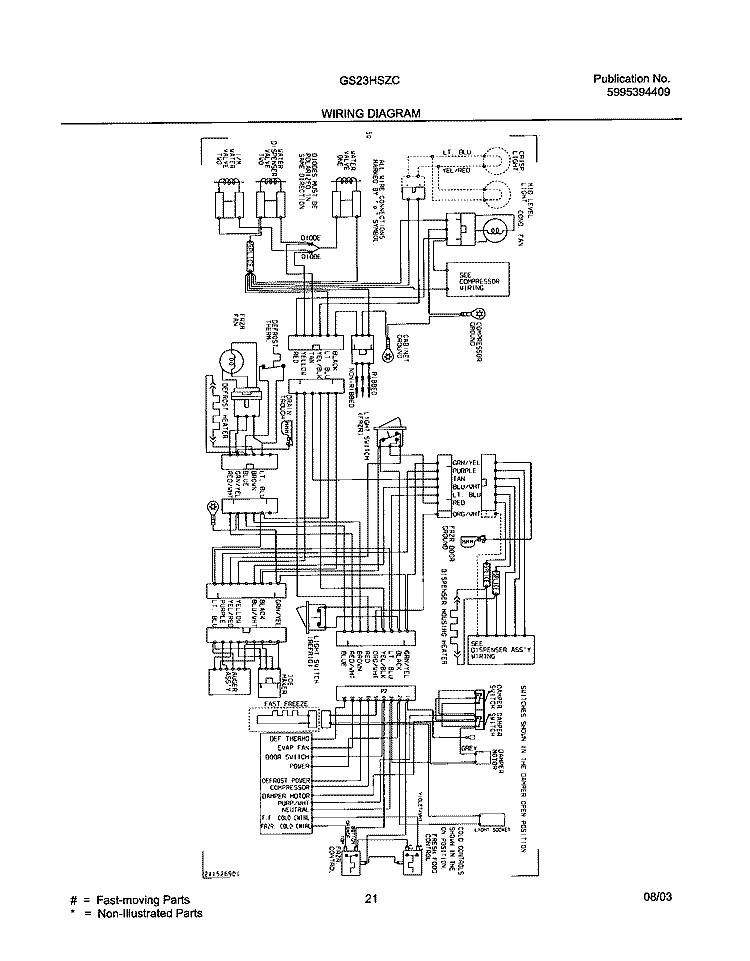 WIRING DIAGRAM Diagram and Parts List for GS23HSZCB1  Frigidaire Refrigerator