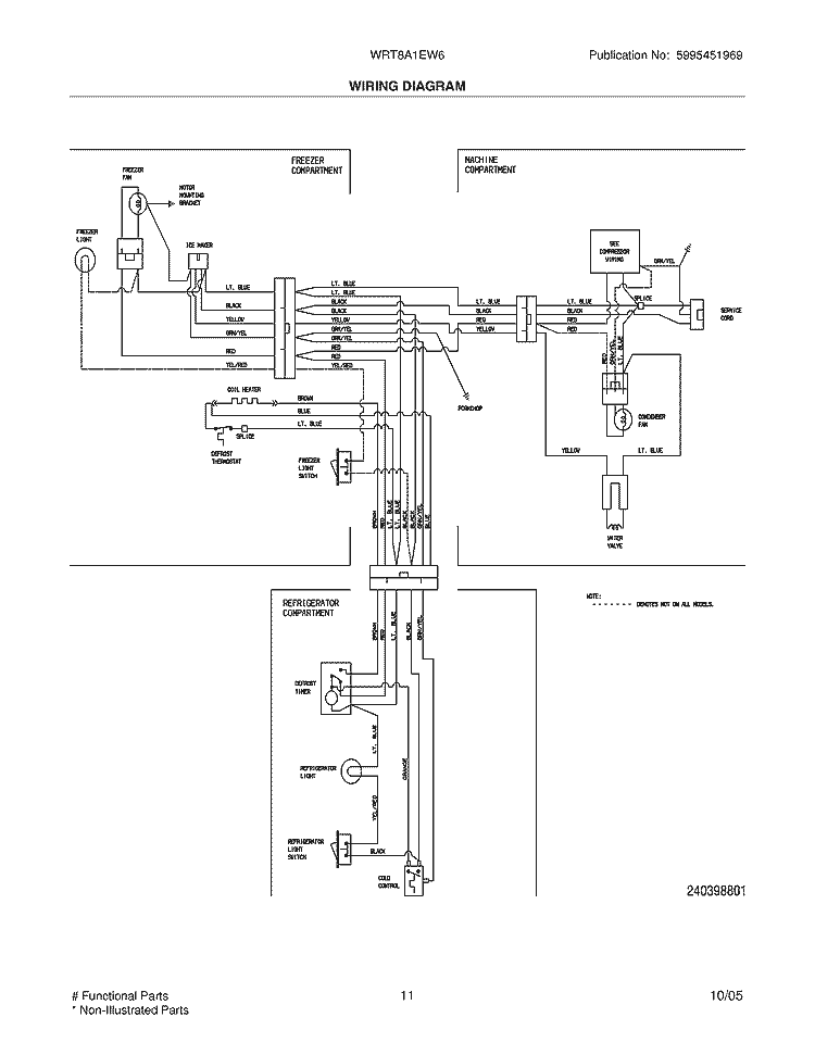 WIRING DIAGRAM Diagram and Parts List for WRT8A1EW6  Westinghouse Refrigerator