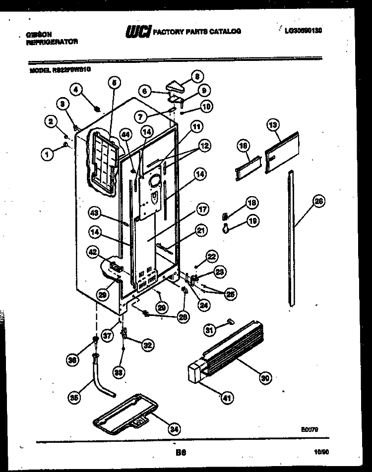 CABINET PARTS Diagram and Parts List for RS22F9WS1G  Gibson Refrigerator