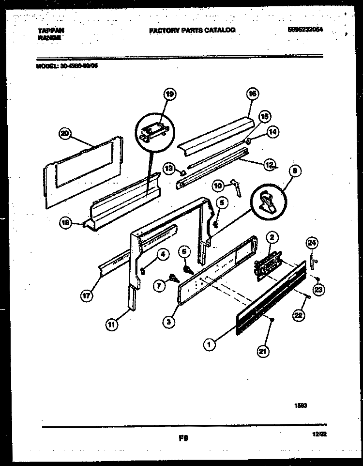 BACKGUARD Diagram and Parts List for 30-4980-08-05  Tappan Range