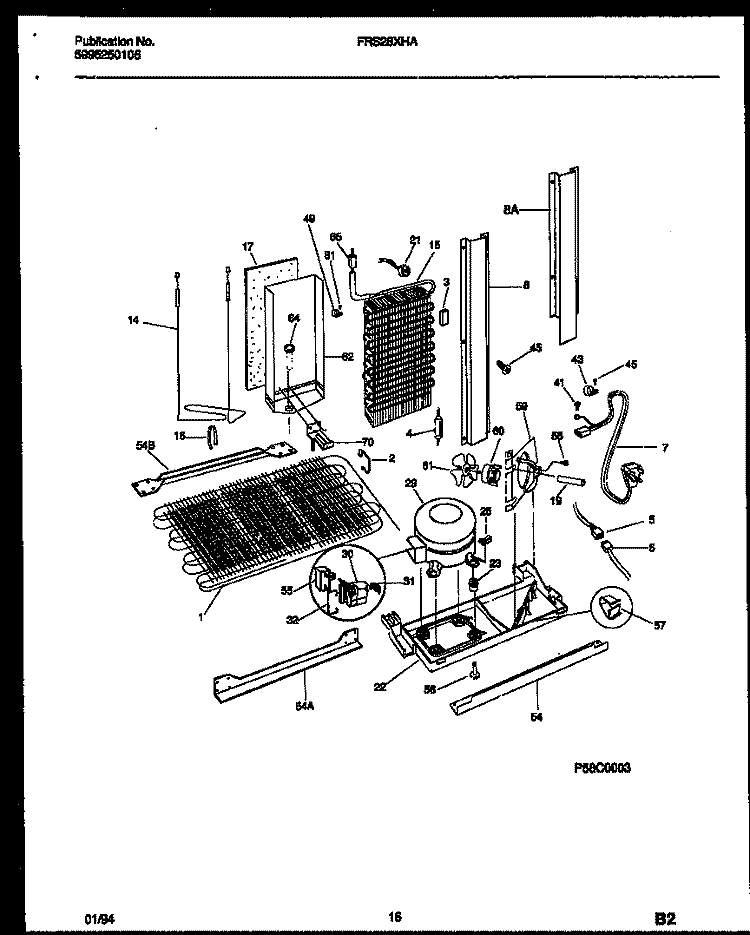 SYSTEM AND AUTOMATIC DEFROST PARTS Diagram and Parts List for FRS28XHAB1  Frigidaire Refrigerator