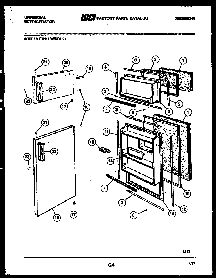 DOOR PARTS Diagram and Parts List for CTN110DKL1  Frigidaire Refrigerator