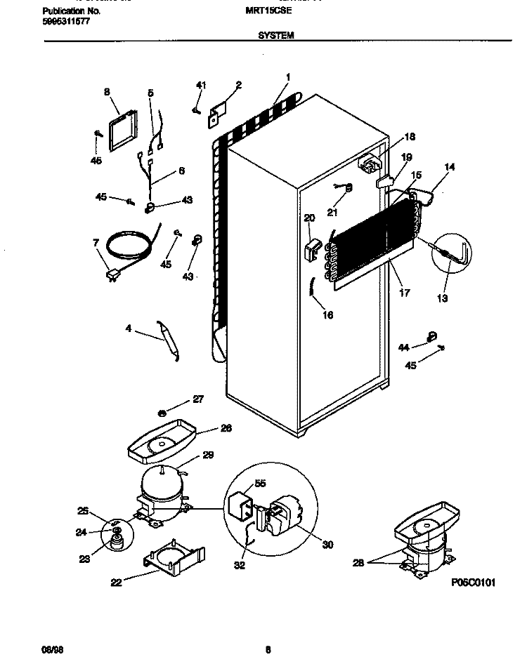 SYSTEM Diagram and Parts List for MRT15CSEZ6  Frigidaire Refrigerator