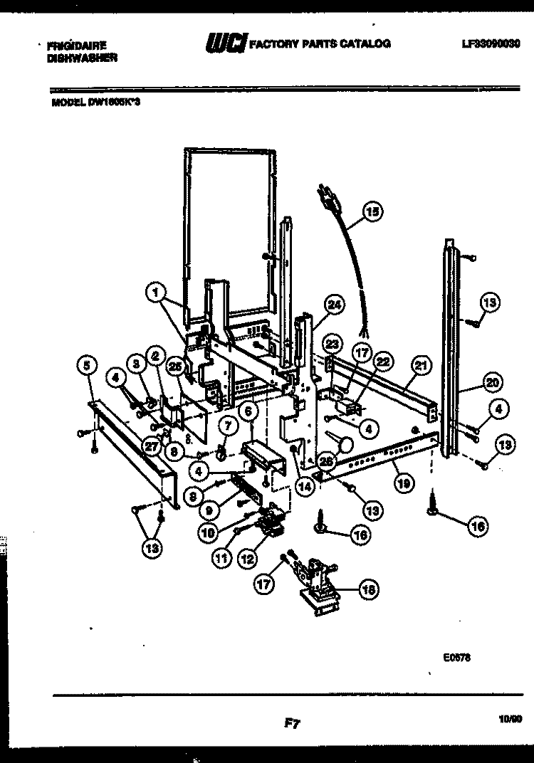 POWER DRY AND MOTOR PARTS Diagram and Parts List for DW1805KA3  Frigidaire Dishwasher