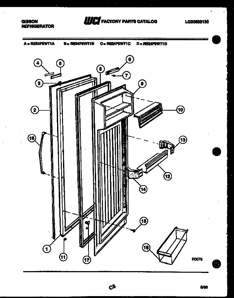 REFRIGERATOR DOOR PARTS Diagram and Parts List for RS24F9WT1A  Gibson Refrigerator