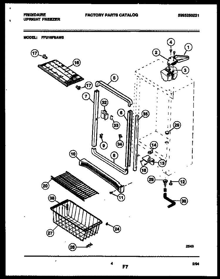 CABINET PARTS Diagram and Parts List for FFU16F6AW5  Frigidaire Freezer