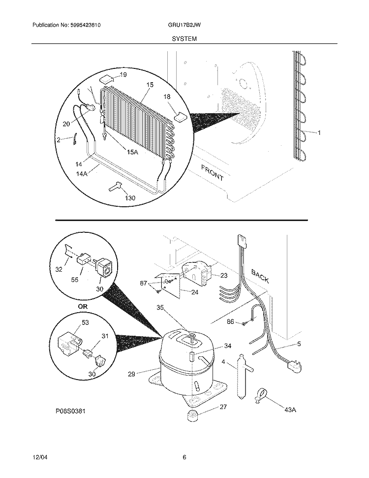 SYSTEM Diagram and Parts List for GRU17B2JW8  Gibson Refrigerator