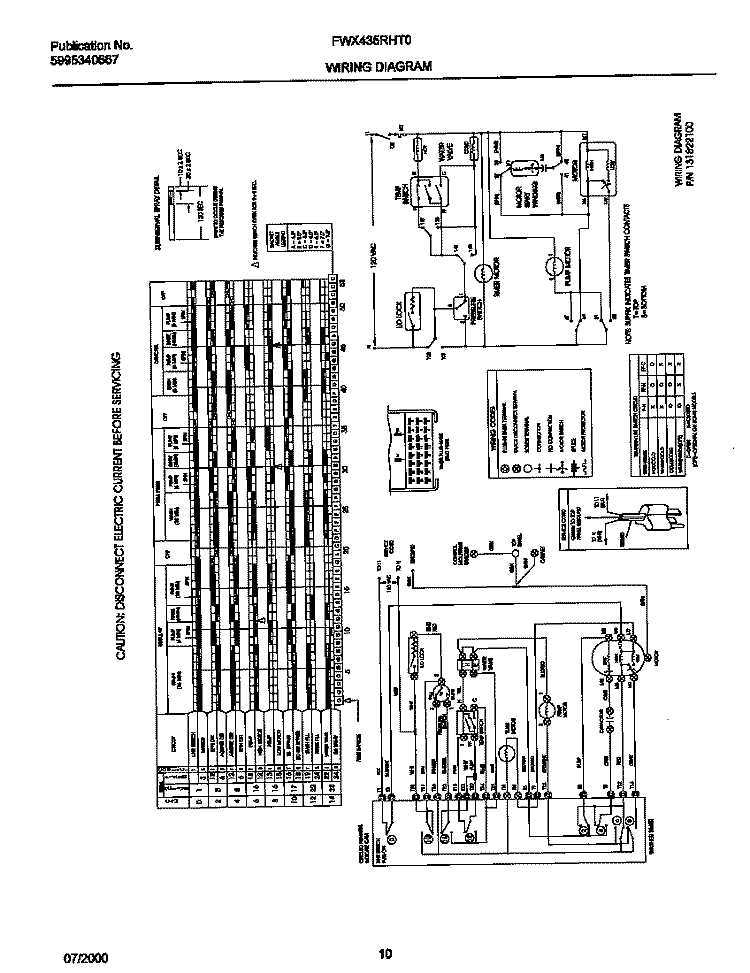 WIRING DIAGRAM Diagram and Parts List for FWX435RHT0  Frigidaire Washer
