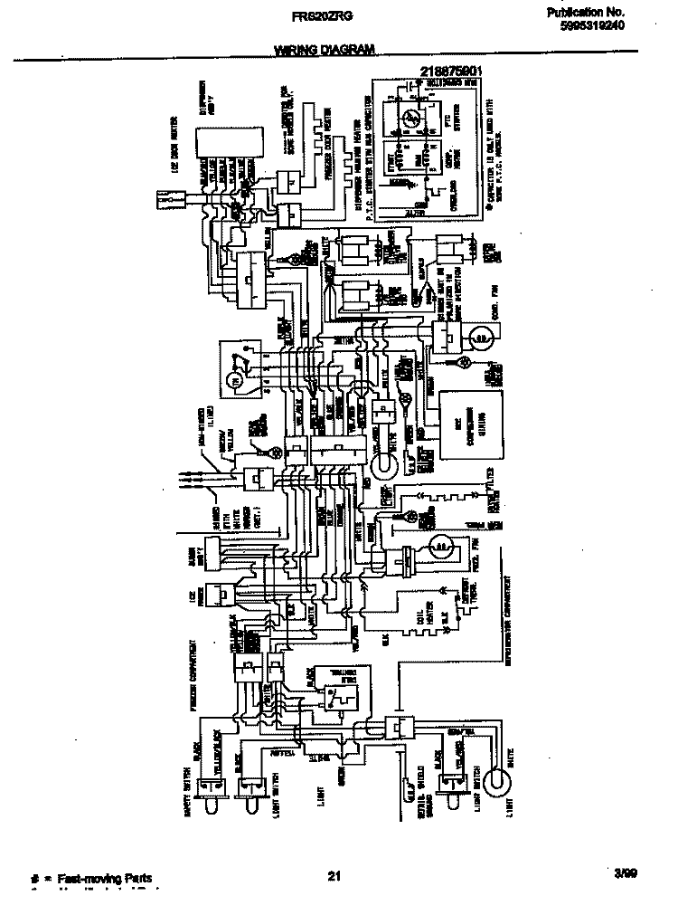 WIRING DIAGRAM Diagram and Parts List for FRS20ZRGD3  Frigidaire Refrigerator