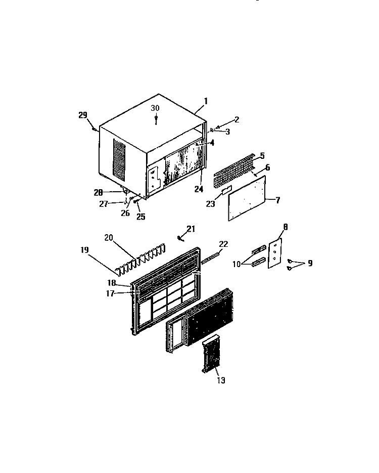 CABINET FRONT (`AAA` CABINET MODELS Diagram and Parts List for A4LCC2  Frigidaire Air Conditioner