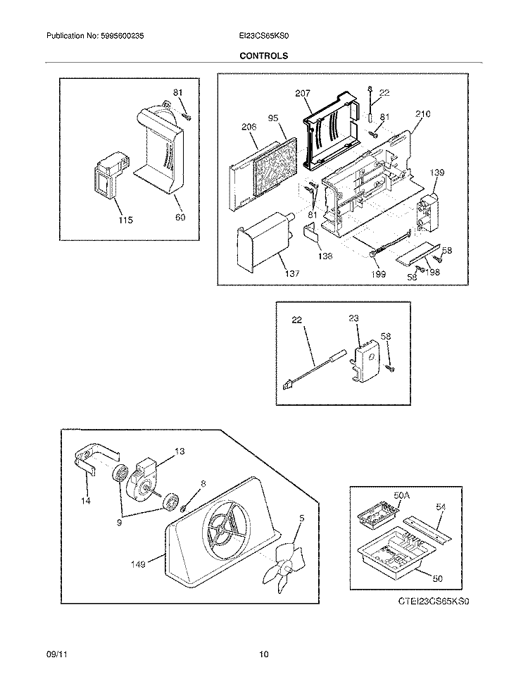 CONTROLS Diagram and Parts List for EI23CS65KS0  Electrolux Refrigerator