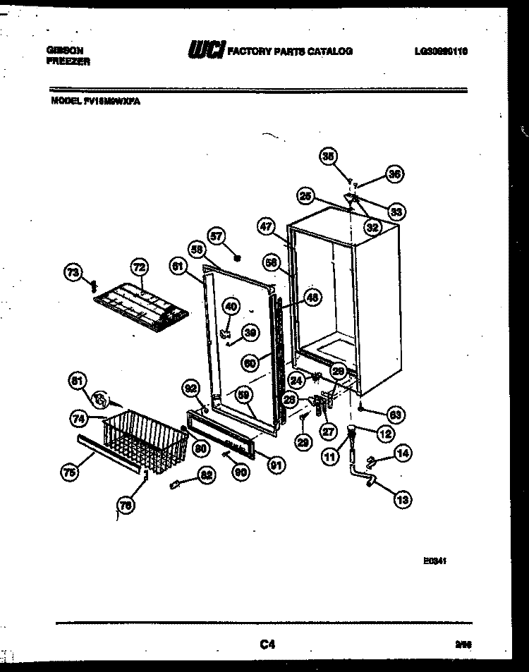 CABINET PARTS Diagram and Parts List for FV16M9WXFA  Gibson Freezer