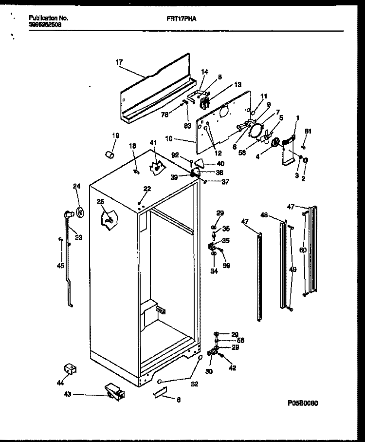 CABINET PARTS Diagram and Parts List for FRT17PHAW0  Frigidaire Refrigerator