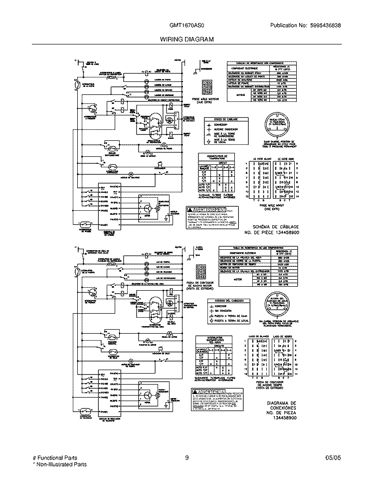 WIRING DIAGRAM Diagram and Parts List for GMT1670AS0  Frigidaire Washer