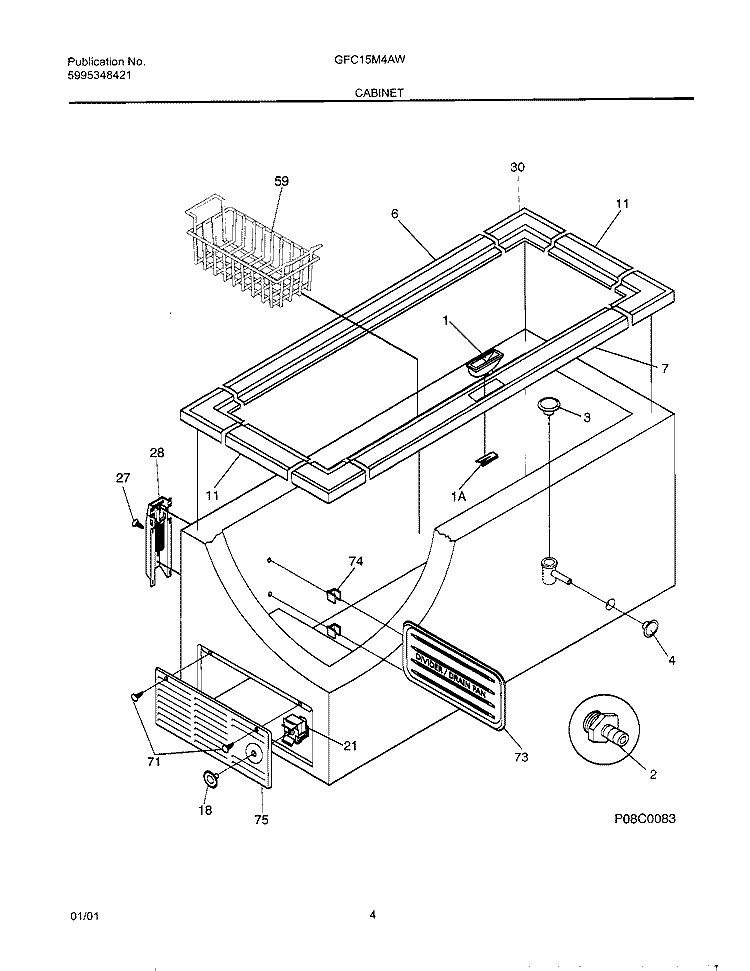 CABINET Diagram and Parts List for GFC15M4AW6  Gibson Freezer
