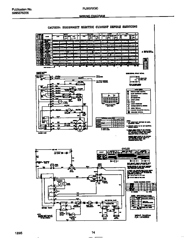 WIRING DIAGRAM Diagram and Parts List for FLSG72GCS1  Frigidaire Washer Dryer Combo