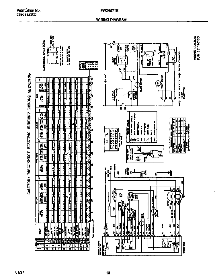 WIRING DIAGRAM Diagram and Parts List for FWX6971EW1  Frigidaire Washer