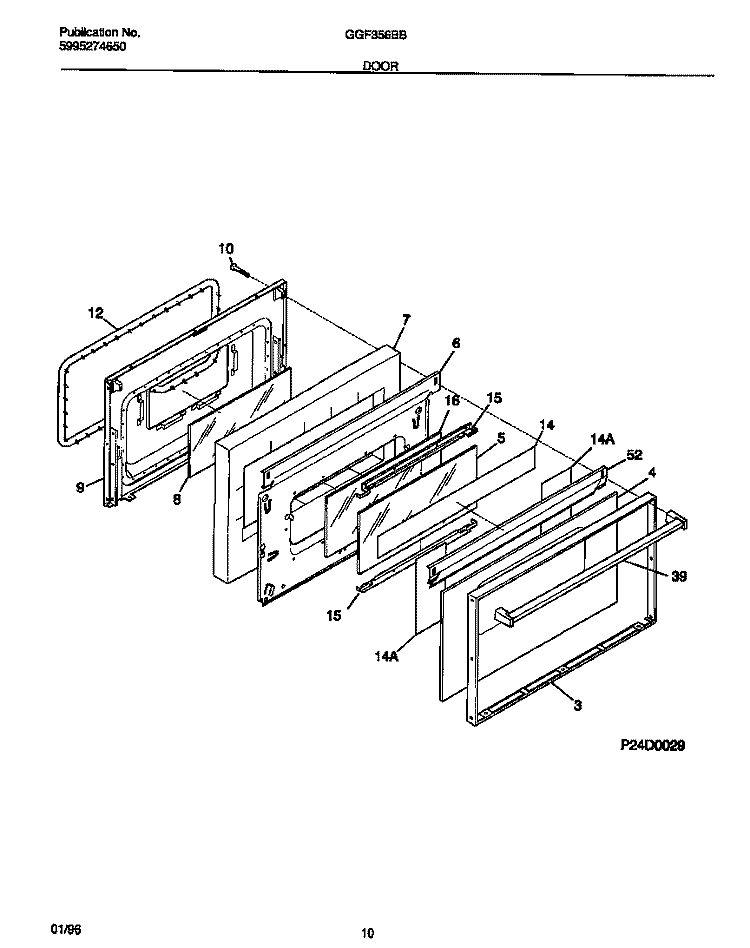 DOOR Diagram and Parts List for GGF356BBDD  Gibson Range