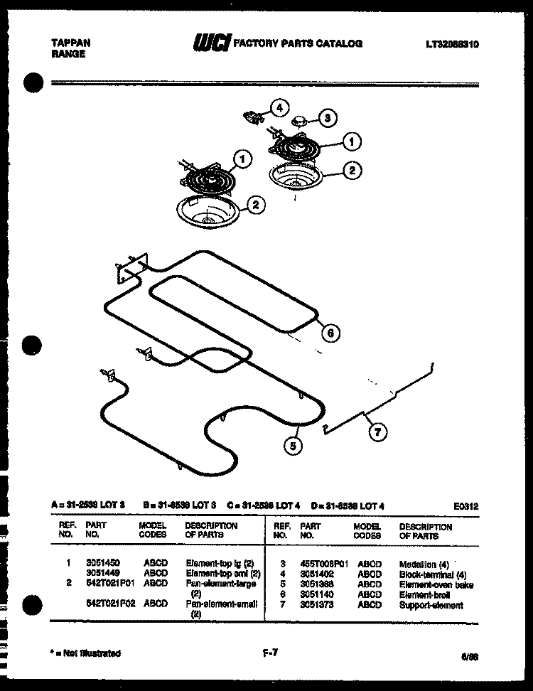 BROILER PARTS Diagram and Parts List for 31-2538-23-03  Tappan Range