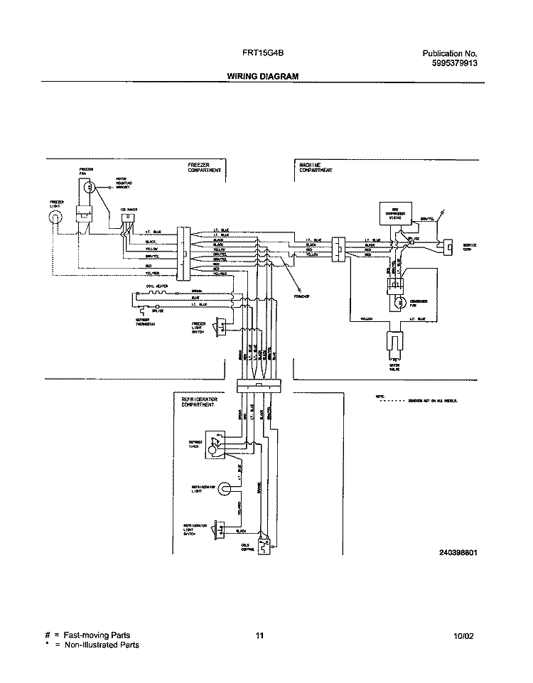 WIRING DIAGRAM Diagram and Parts List for FRT15G4BW1  Frigidaire Refrigerator