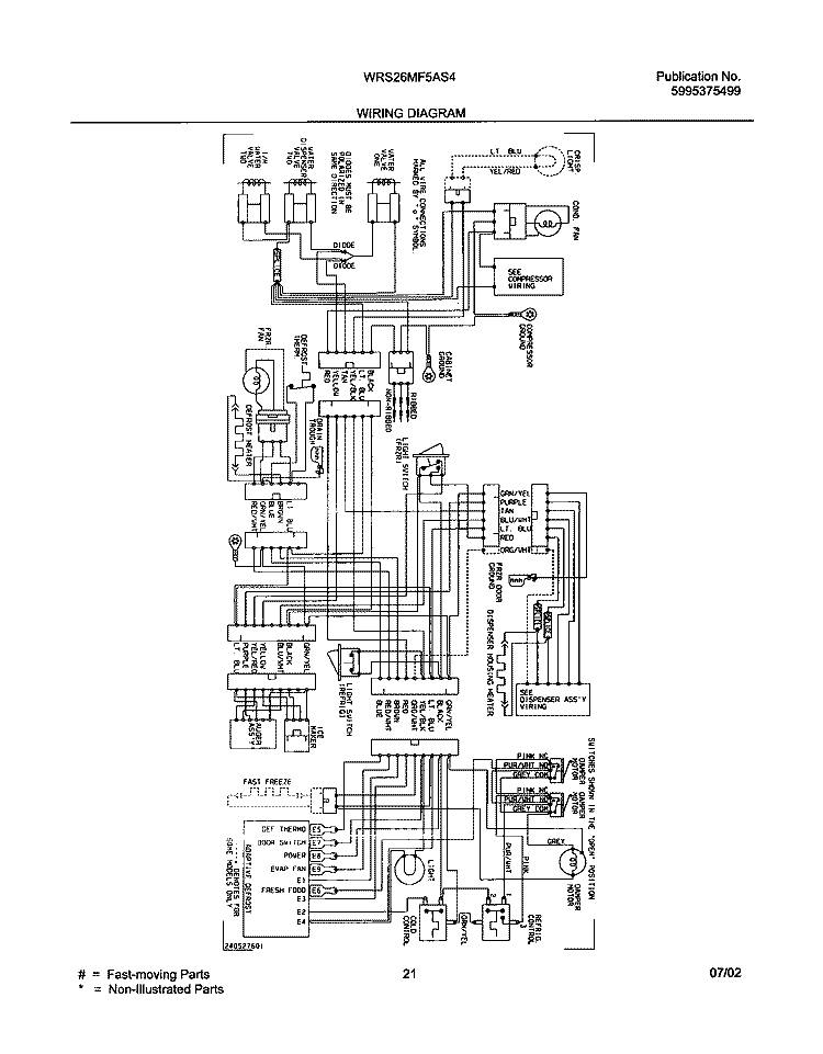 WIRING DIAGRAM Diagram and Parts List for WRS26MF5AS4  Westinghouse Refrigerator