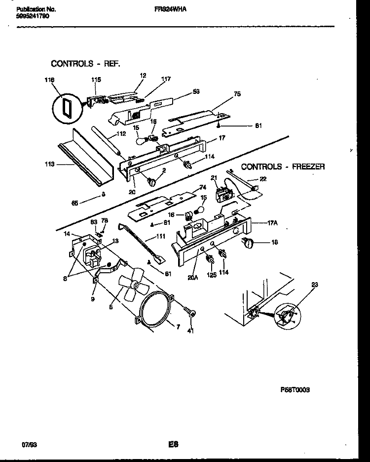 REFRIGERATOR CONTROL ASSEMBLY, DAMP Diagram and Parts List for FRS24WHAW0  Frigidaire Refrigerator