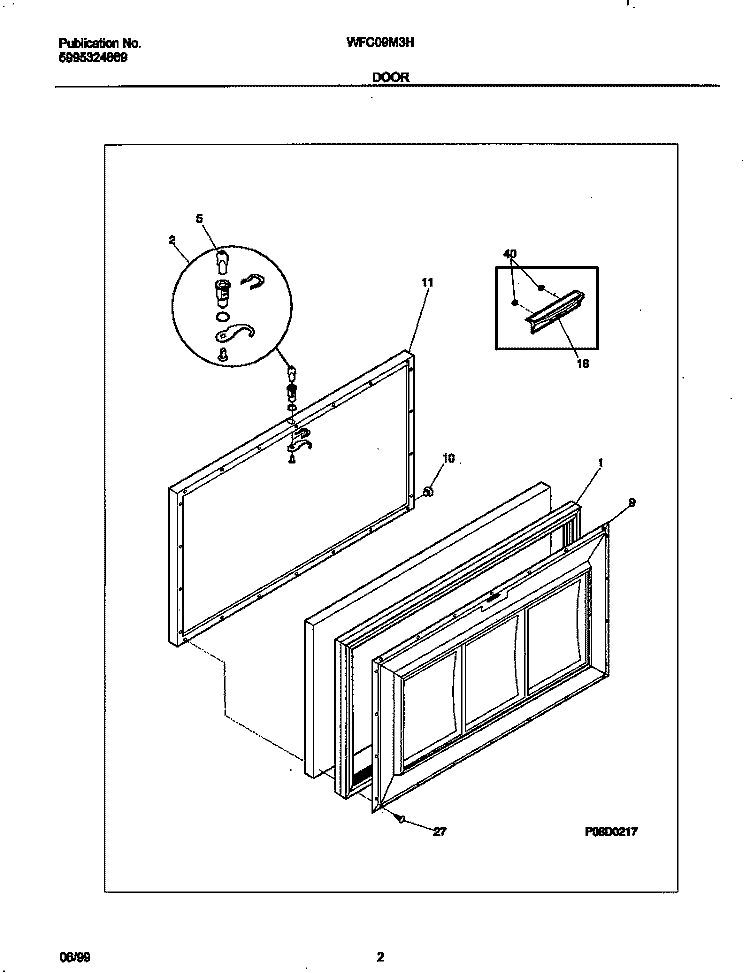 DOOR Diagram and Parts List for WFC09M3HW0  Frigidaire Freezer