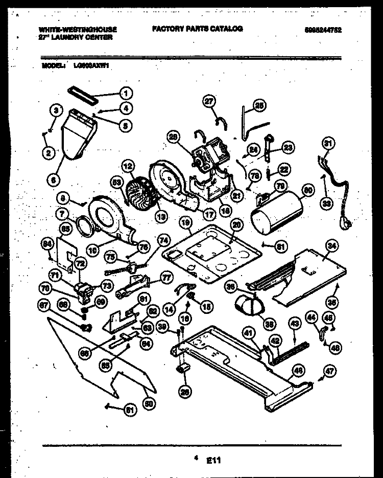 MOTOR AND BLOWER PARTS Diagram and Parts List for LG600AXW1  Frigidaire Washer Dryer Combo