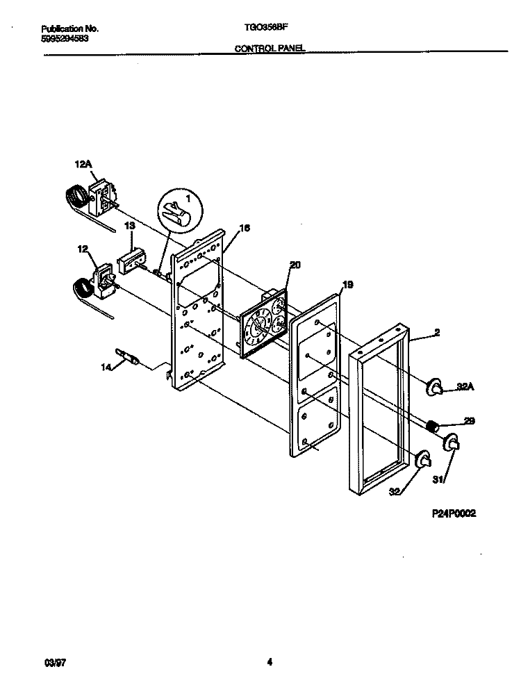 CONTROL PANEL Diagram and Parts List for TGO356BFWB  Tappan Range