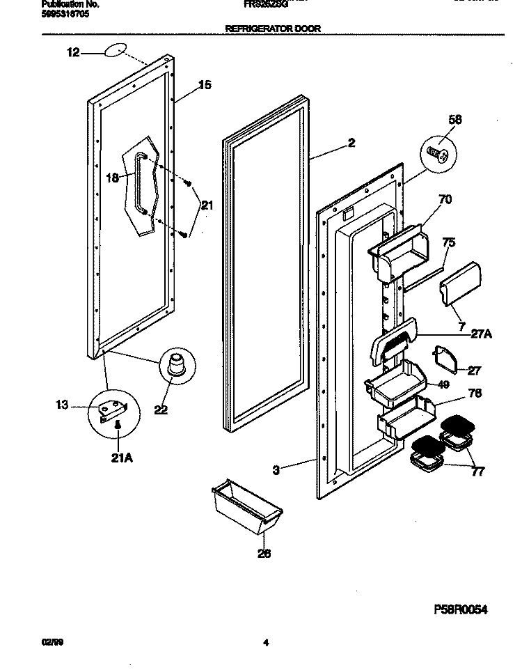 REFRIGERATOR Diagram and Parts List for FRS26ZSGB3  Frigidaire Refrigerator