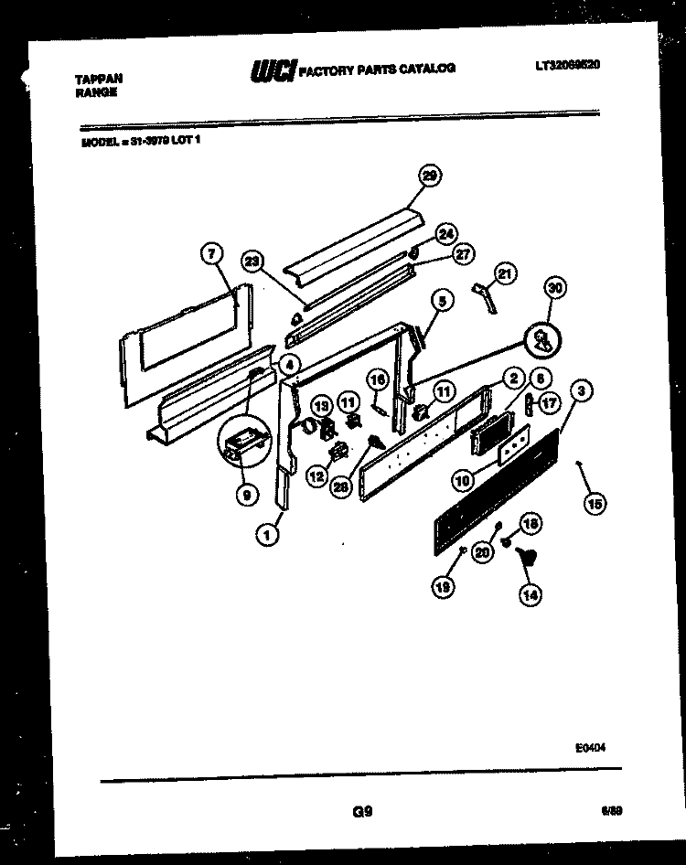 BACKGUARD Diagram and Parts List for 31-3979-23-01  Tappan Range