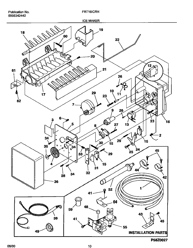 ICE MAKER Diagram and Parts List for FRT16ICRHY3  Frigidaire Refrigerator
