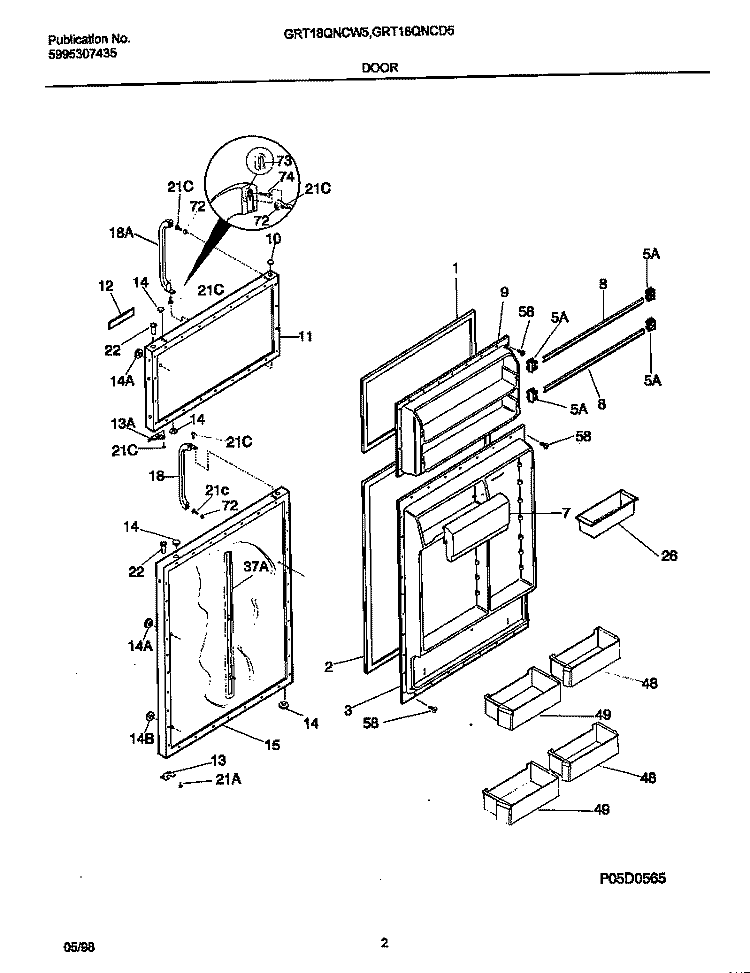 DOORS Diagram and Parts List for GRT18QNCD5  Gibson Refrigerator