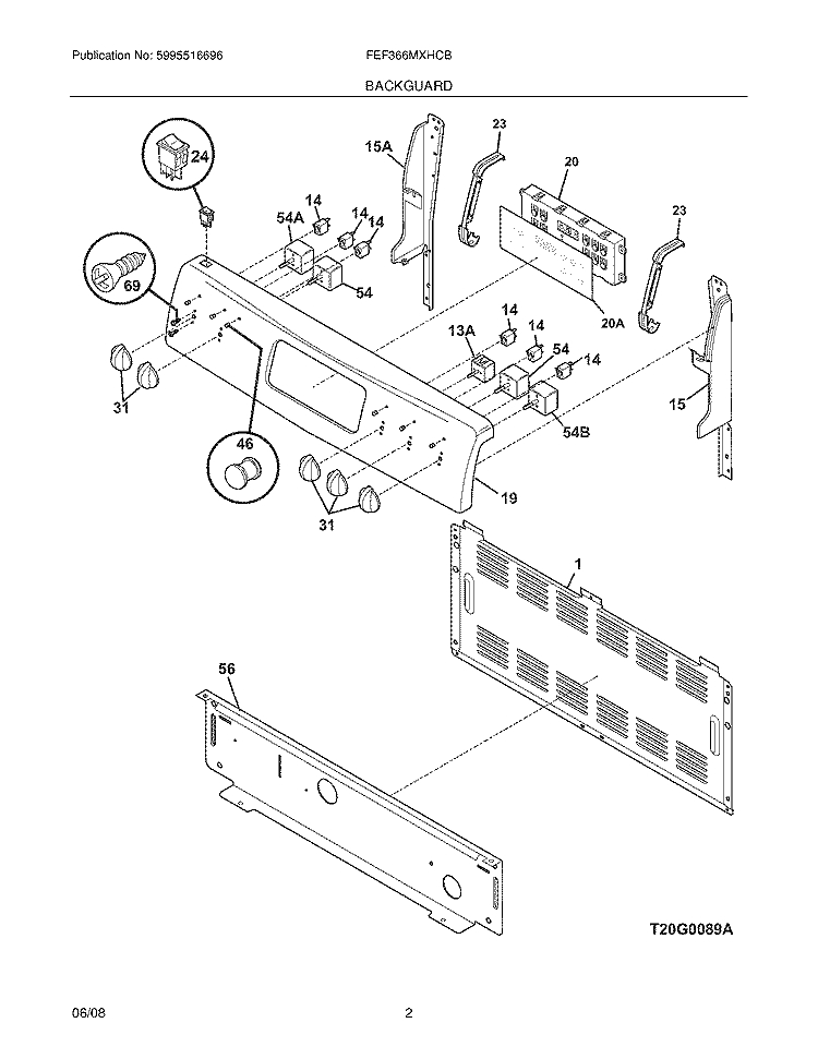 BACKGUARD Diagram and Parts List for FEF366MXHCB  Frigidaire Range