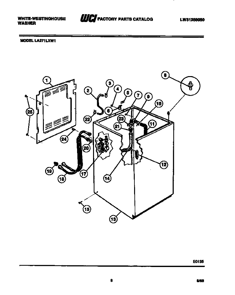 CABINET PARTS Diagram and Parts List for LA271LXW1  Frigidaire Washer