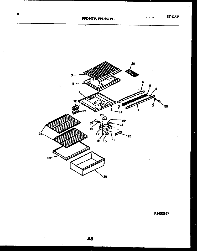 SHELVES AND SUPPORTS Diagram and Parts List for FPD14TPL2  Frigidaire Refrigerator