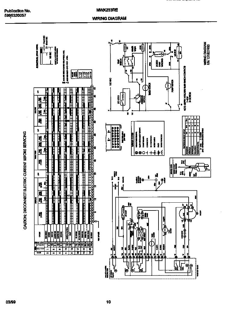 WIRING DIAGRAM Diagram and Parts List for MWX233RED3  Frigidaire Washer