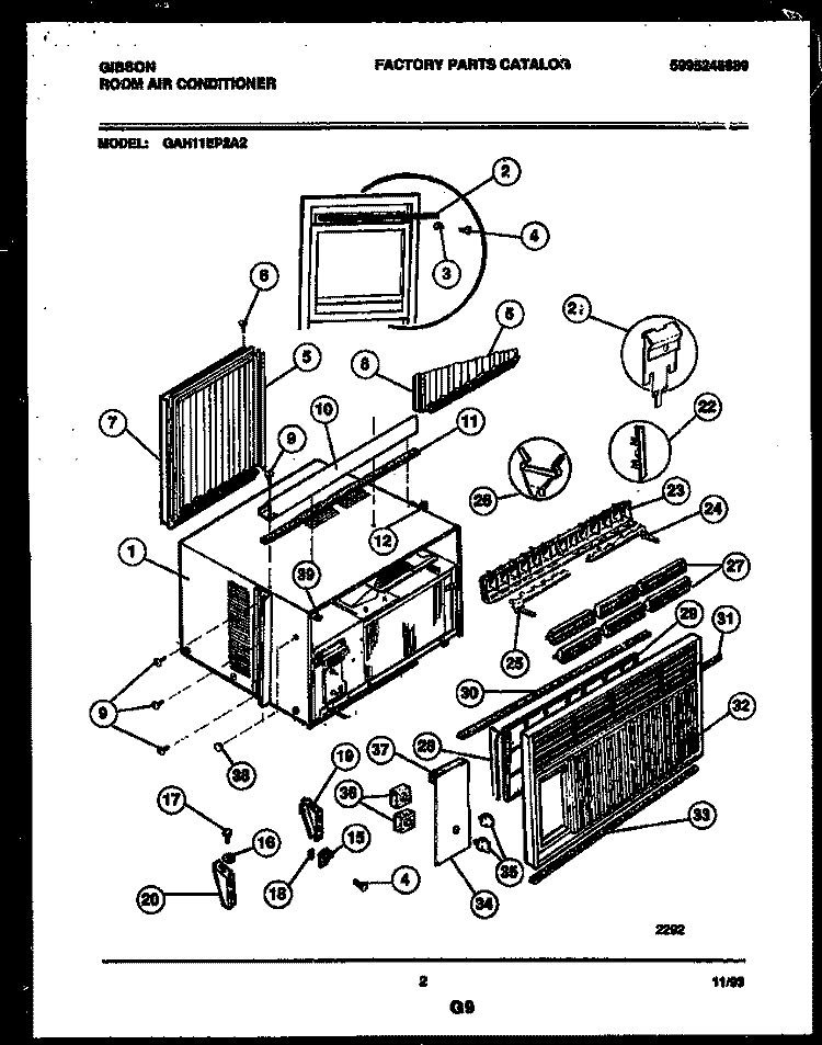 CABINET PARTS Diagram and Parts List for GAH11EP2A2  Gibson Air Conditioner