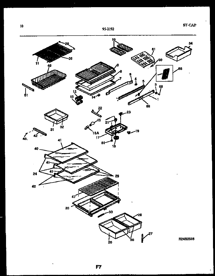 SHELVES AND SUPPORTS Diagram and Parts List for 95-2192-32-00  Tappan Refrigerator