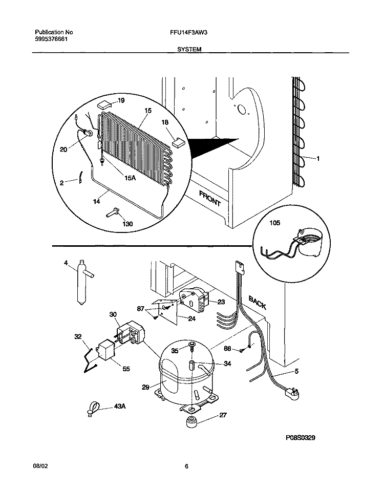 SYSTEM Diagram and Parts List for FFU14F3AW3  Frigidaire Freezer