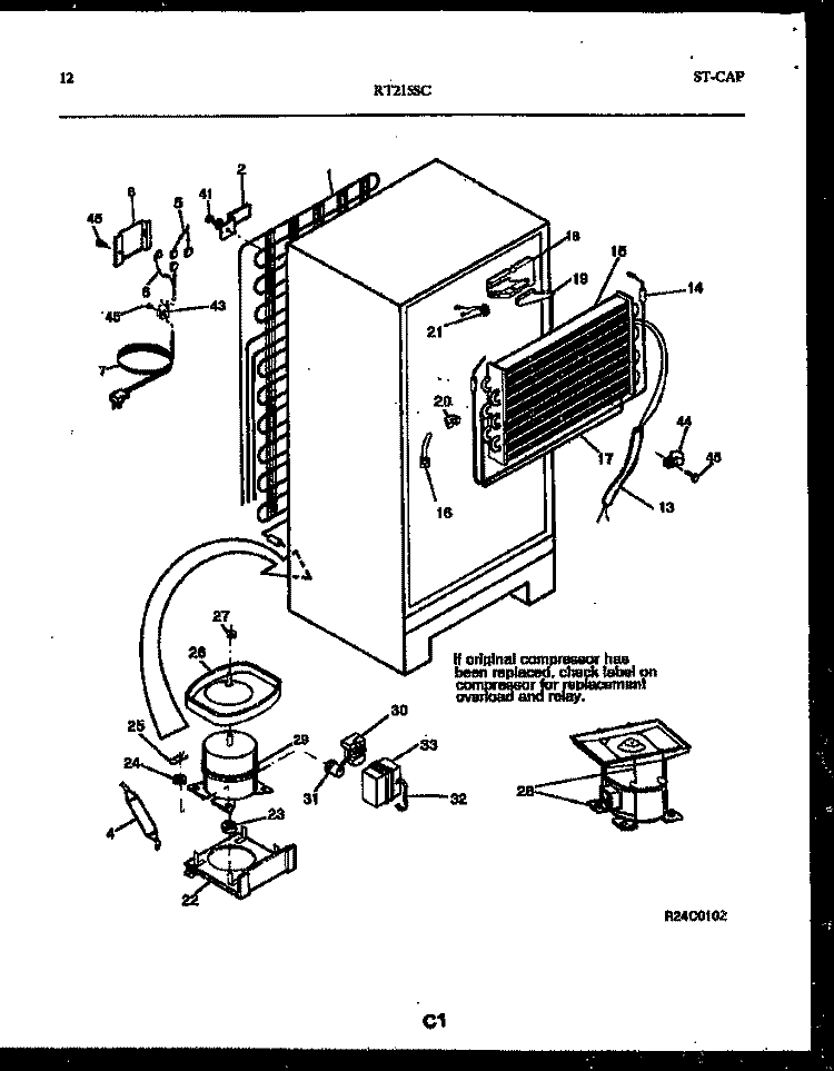SYSTEM AND AUTOMATIC DEFROST PARTS Diagram and Parts List for RT215SCH0  Frigidaire Refrigerator