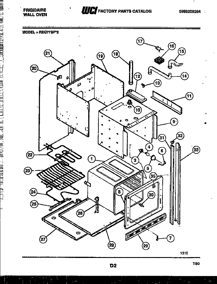 BODY PARTS Diagram and Parts List for REG77BF2  Frigidaire Wall Oven